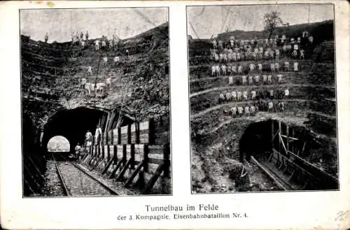Ak Tunnelbau im Felde der 3. Kompagnie Eisenbahnbataillon Nr. 4