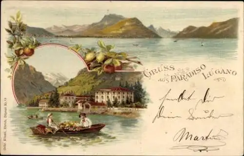 Litho Paradiso Lugano Kanton Tessin, Panorama, Boot