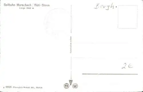 Ak Stoos Morschach Kanton Schwyz, Seilbahn, Berghaus