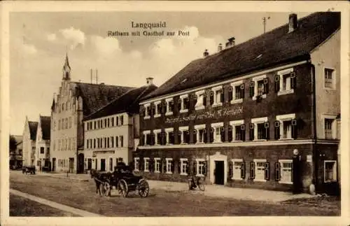 Ak Langquaid in Niederbayern, Rathaus, Gasthof zur Post