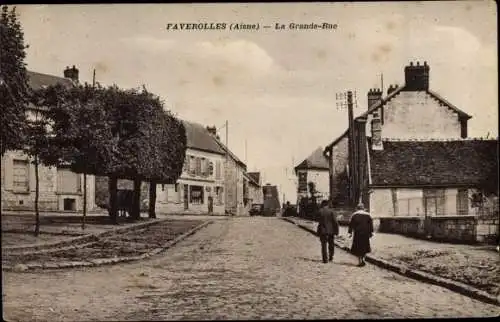 Ak Faverolles Aisne, Grande Rue