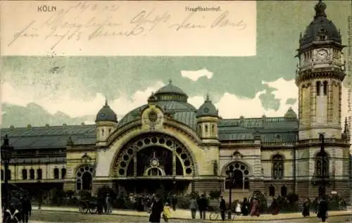 Ak Köln am Rhein, Hauptbahnhof, Turm, Turmuhr