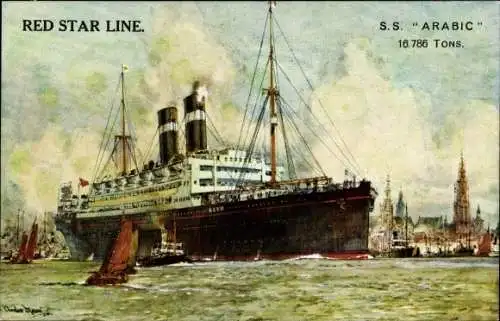 Künstler Ak RSL Dampfer SS Arabic, Red Star Line