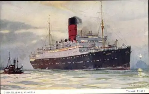 Künstler Ak RMS Alaunia, Cunard Line