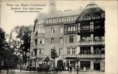 Ak Berlin Pankow Niederschönhausen, Bismarckstraße Ecke Waldstraße, Geschäft Karl Genz