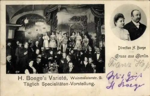 Ak Berlin Mitte, H. Boege's Varieté, Weinmeisterstraße 9