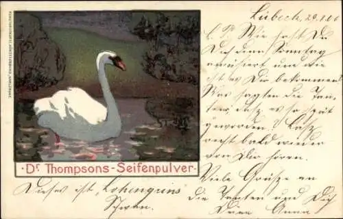 Litho Werbung, Dr.-Thompsons-Seifenpulver, Schwan