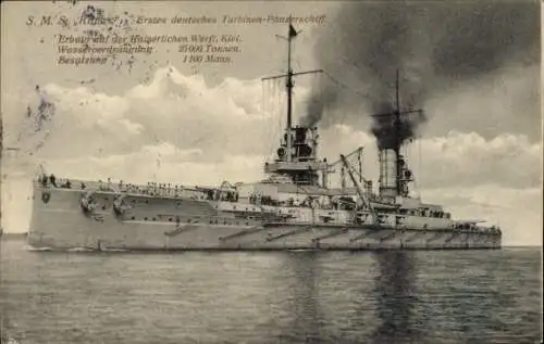 Ak Deutsche Kriegsschiffe, SMS Kaiser, Kaiserliche Marine, Turbinen Panzerschiff