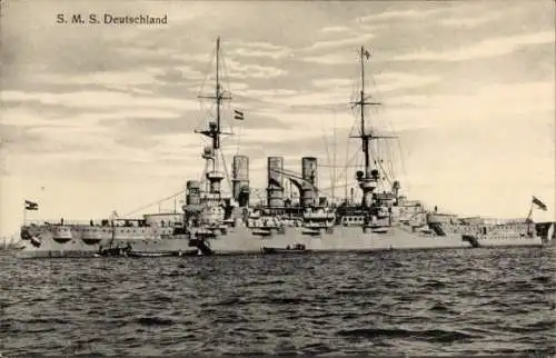 Ak Deutsches Kriegsschiff, SMS Deutschland, Flottenflaggschiff, Kaiserliche Marine