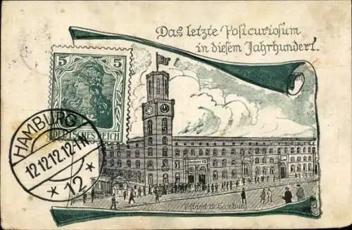 Briefmarken Ak Hamburg, Postamt, Datum 12.12.12