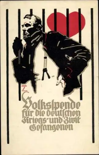 Künstler Ak Hohlwein, Ludwig, Volksspende für die deutschen Kriegs- und Zivil-Gefangenen 1916