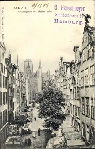 Ak Gdańsk Danzig, Frauengasse, Marienkirche