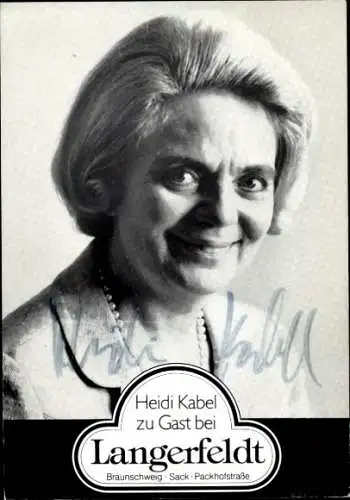 Ak Schauspielerin Heidi Kabel, Portrait, Autogramm, Langerfeldt