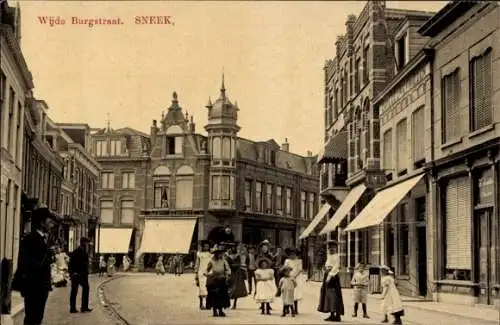 Ak Sneek Friesland Niederlande, Wijde Burgstraat