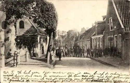 Ak Holwerd Fryslân Niederlande, Straßenpartie, Anwohner