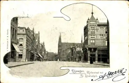 Ak Nijmegen-Gelderland, Molenstraat, St. Ignatius-Kirche