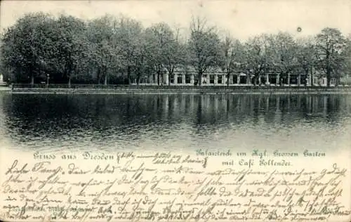 Ak Dresden Neustadt, Palaisteich, Königlicher Garten, Cafe Pollender