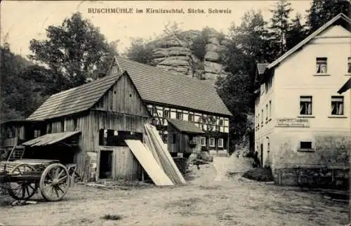 Ak Sebnitz Sächsische Schweiz, Buschmühle im Kirnitzschtal