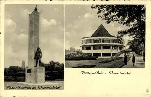 Ak Mülheim an der Ruhr, Pionier-Denkmal, Wasserbahnhof