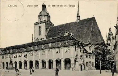 Ak Dessau in Sachsen Anhalt, Großer Markt, Schlosskirche, Rathaus