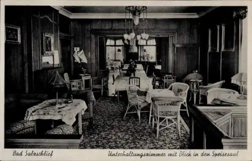 Ak Bad Salzschlirf in Hessen, Sanatorium Lock, Unterhaltungszimmer, Speisesaal