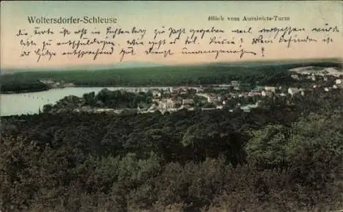 Ak Woltersdorf bei Berlin, Woltersdorfer Schleuse, Aussichtsturm, Totalansicht