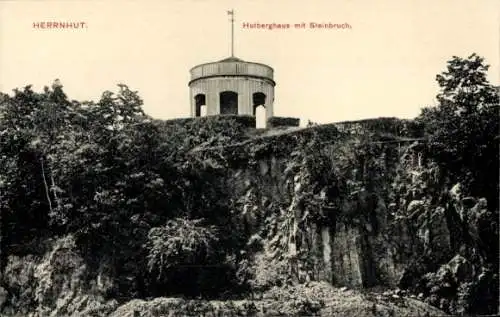 Ak Herrnhut in der Oberlausitz Sachsen, Hutberghaus, Steinbruch