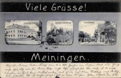 Ak Meiningen in Thüringen, Erbprinzl. Palais, Schloss Landsberg, Georgstraße