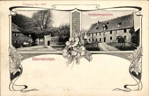 Jugendstil Ak Obernkirchen in Schaumburg, Haushaltungsschule, Eingang zum Stift