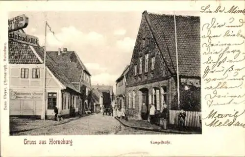 Ak Horneburg im Alten Land, Langestraße, Straßenschild Buxtehude