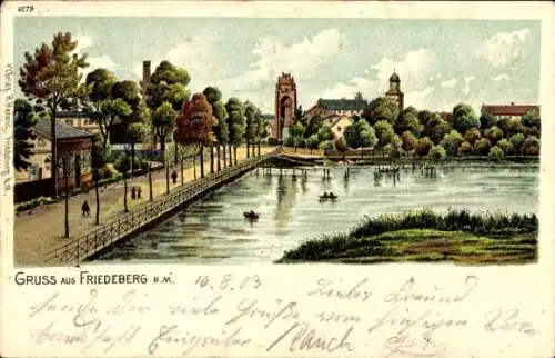 Litho Strzelce Krajenskie Friedeberg in der Neumark Ostbrandenburg, Ortsansicht