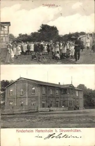 Ak Hartenholm in Schleswig Holstein, Kinderheim, Spielplatz, Gruppenbild