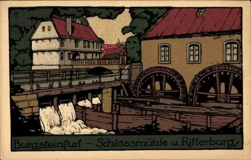 Steindruck Ak Burgsteinfurt Steinfurt im Münsterland, Schlossmühle, Ritterburg