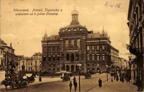 Ak Warszawa Warschau Polen, Kopernikus-Denkmal, Palais von Staszic