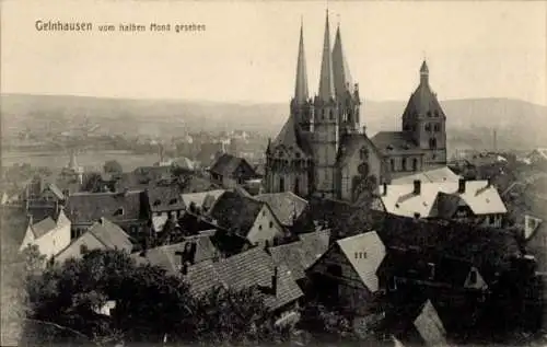 Ak Gelnhausen in Hessen, Blick vom halben Mond, Teilansicht