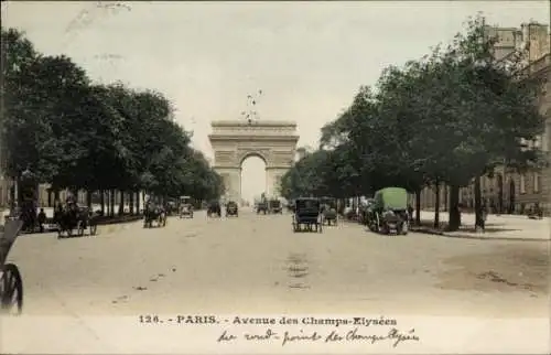Ak Paris VIII, Avenue des Champs Elysées, Arc de Triomphe
