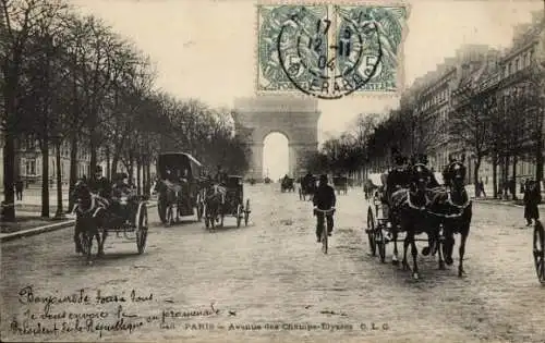 Ak Paris VIII, Avenue des Champs Elysées, Pferdefuhrwerke