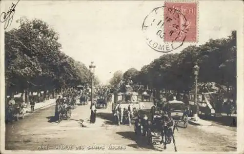 Ak Paris VIII, Avenue des Champs Elysées, Pferdefuhrwerke