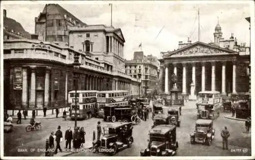 Ak London City England, Bank of England & Royal Exchange