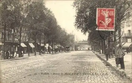 Ak Paris XIV Observatorium, Avenue du Maine, Pont du Chemin der fer