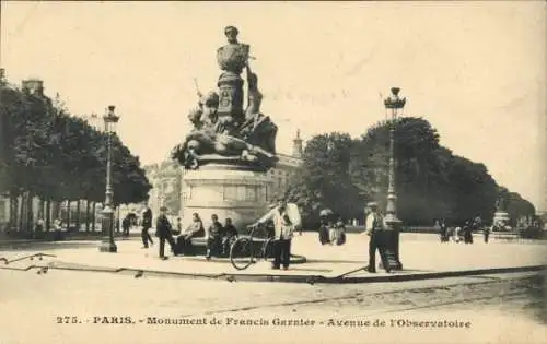 Ak-Observatorium von Paris XIV, Denkmal von Francis Garnier, Avenue de l'Observatoire