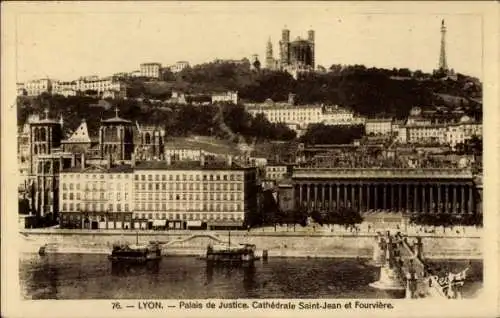 Ak Lyon Rhône, Justizpalast, Kathedrale Saint-Jean, Fourviere