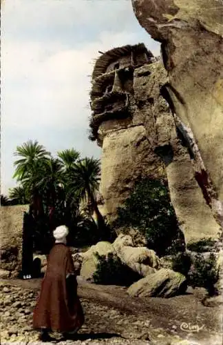 Ak Biskra Algerien, Baniane, Maisons a etages sur les Rochers