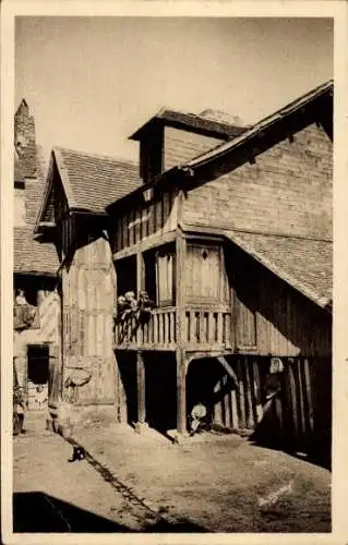 Ak Honfleur Calvados, Vieilles Maisons Normandes, rue de l'Homme de Bois