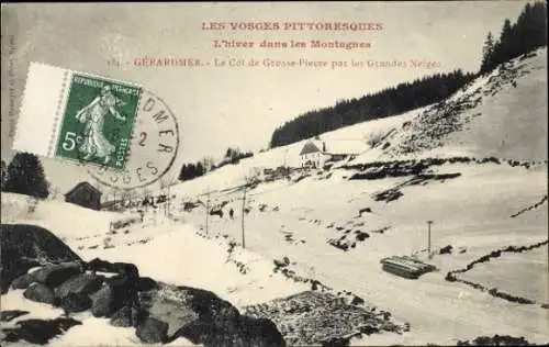 Ak Gérardmer Lorraine Vosges, Der Col de Grosse Pierre bei den Grandes Neige