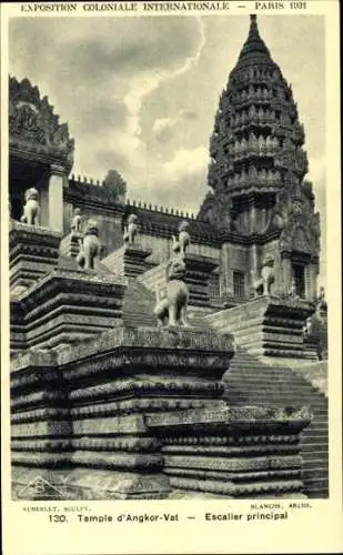 Ak Paris Frankreich, Exposition Coloniale Internationale 1931, Temple d'Angkor Vat, Escalier