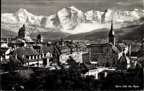 Ak Bern Stadt Schweiz, Gesamtansicht, Alpen
