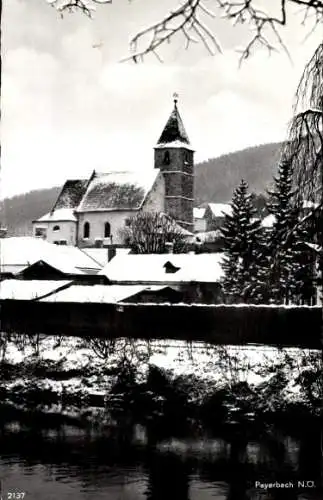 Ak Payerbach an der Rax in Niederösterreich, Teilansicht, Kirche, Winter