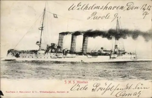 Ak Deutsches Kriegsschiff S.M.S. München, Kaiserliche Marine