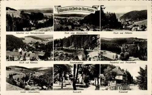 Ak Altenau Clausthal Zellerfeld im Oberharz, Bahnhof, Kurpark, Schwimmbad, Gesamtansicht